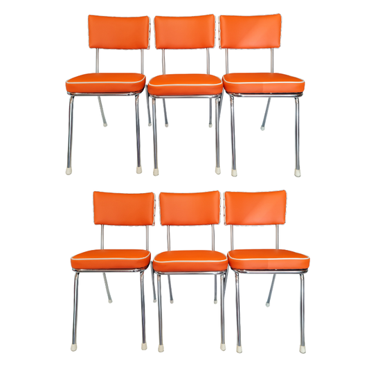 Upcycled 1960s Retro Dining Chairs – One-of-a-Kind Set of 6