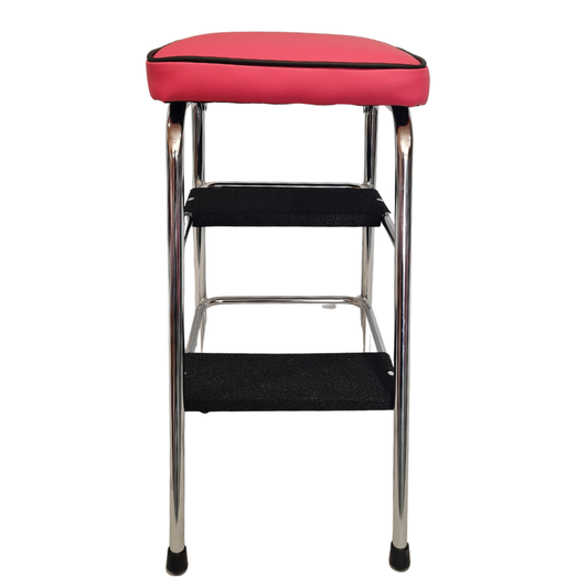 Retro Chrome Step Stool - Seat- Hot Pink