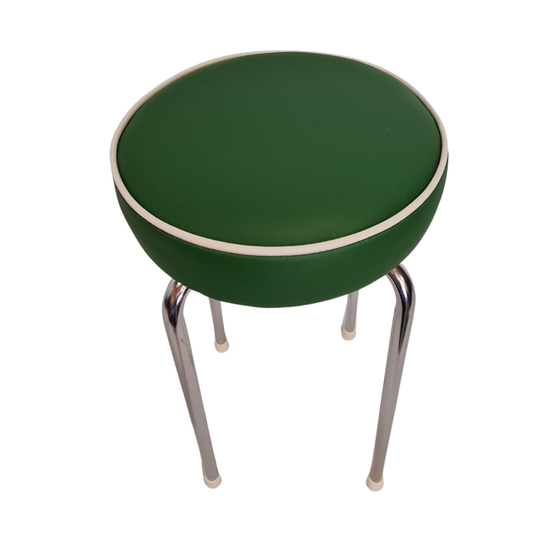 Retro Chrome Stool - Seat Green