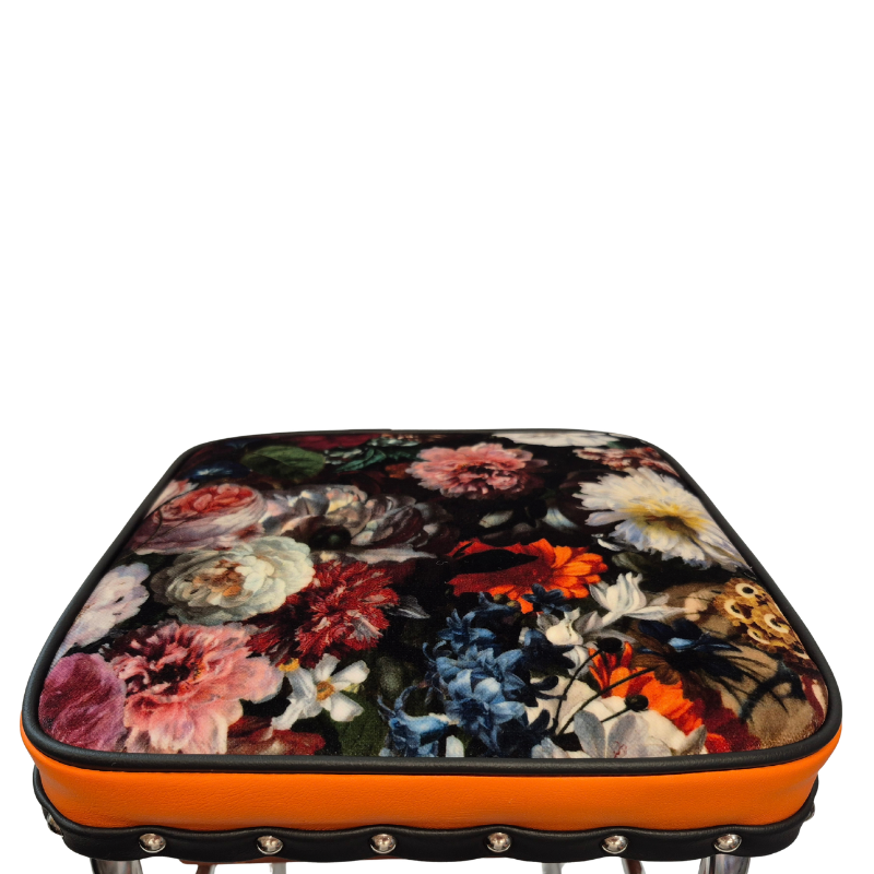 1960s Retro Chrome Step Stool – Flower bomb Fabric