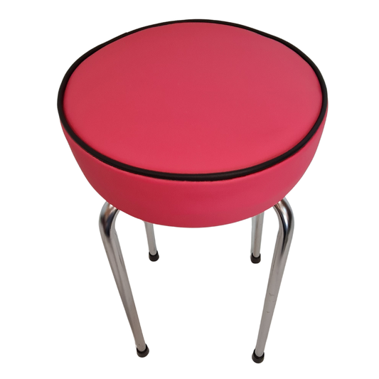 Retro Chrome Stool - Seat Hot Pink