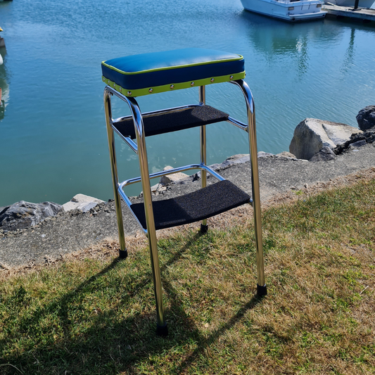 Retro Chrome Step Stool - Seat