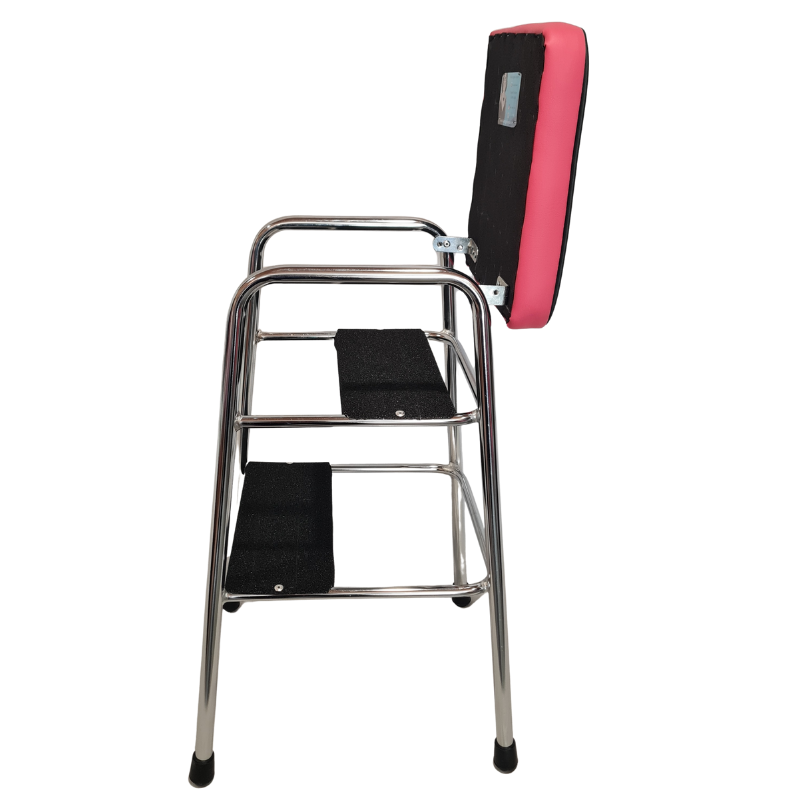 Retro Chrome Step Stool - Seat- Hot Pink