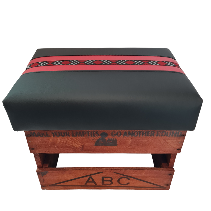 Black and red footstool wooden base 