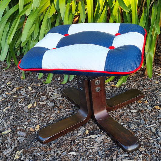 Footstool with wooden legs