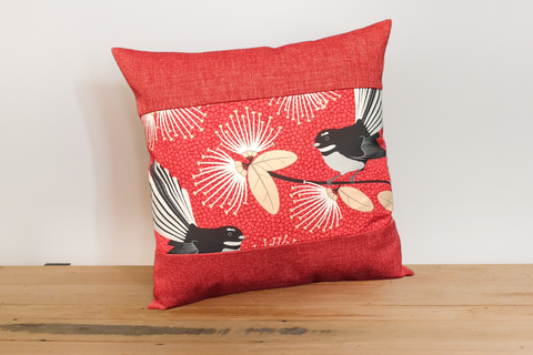 Red Pīwakawaka Cushion Cover