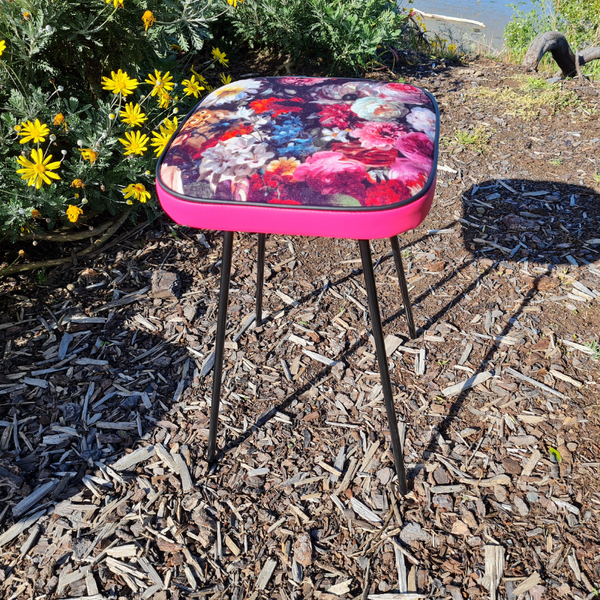 Freshly Painted Stool - Seat - Flowerbomb