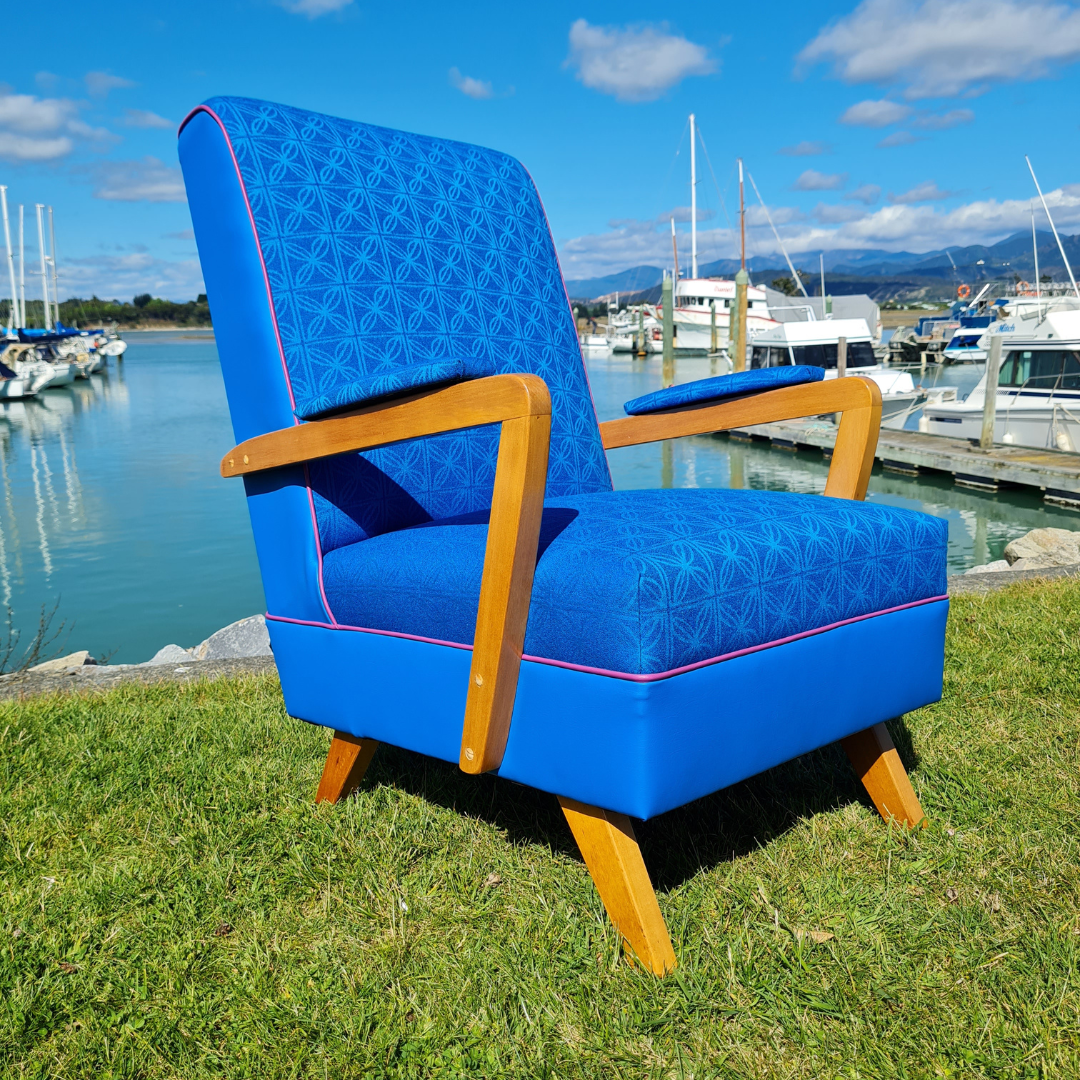Blue mid century armchair hotsell