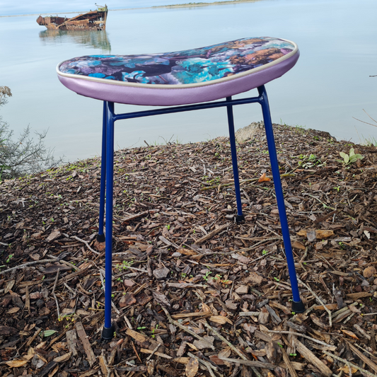 Freshly Painted Stool - Seat - Blue