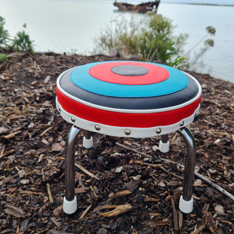 Retro Chrome Footstool Stool - Low kids seat