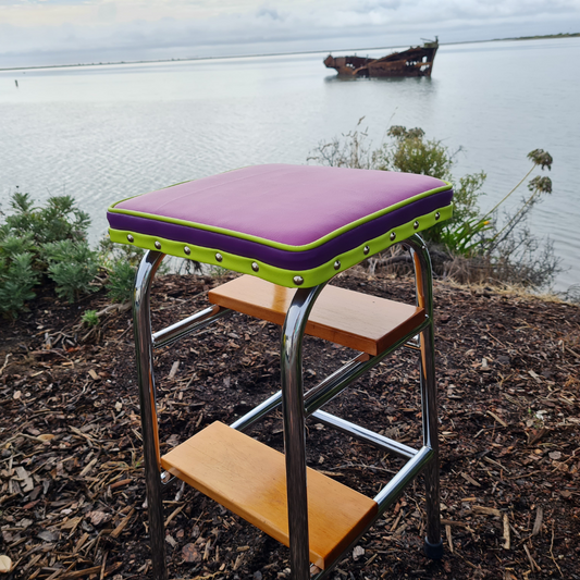 Retro Chrome Step Stool - Seat