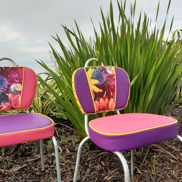 Retro Kitchen Chairs with floral photo velvet