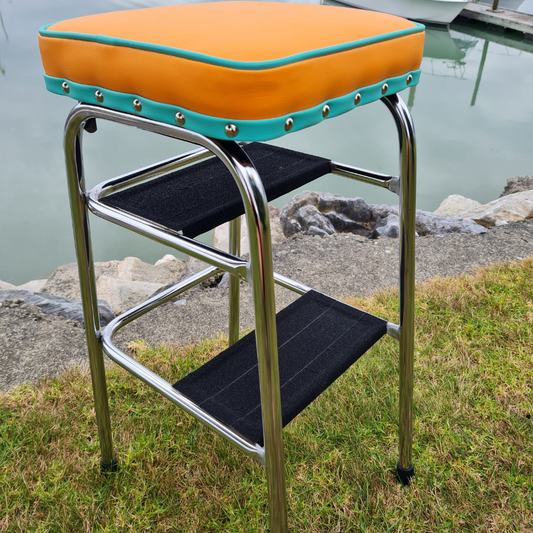 Retro Chrome Step Stool - Seat