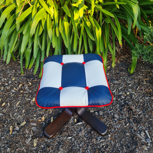 Footstool with wooden legs