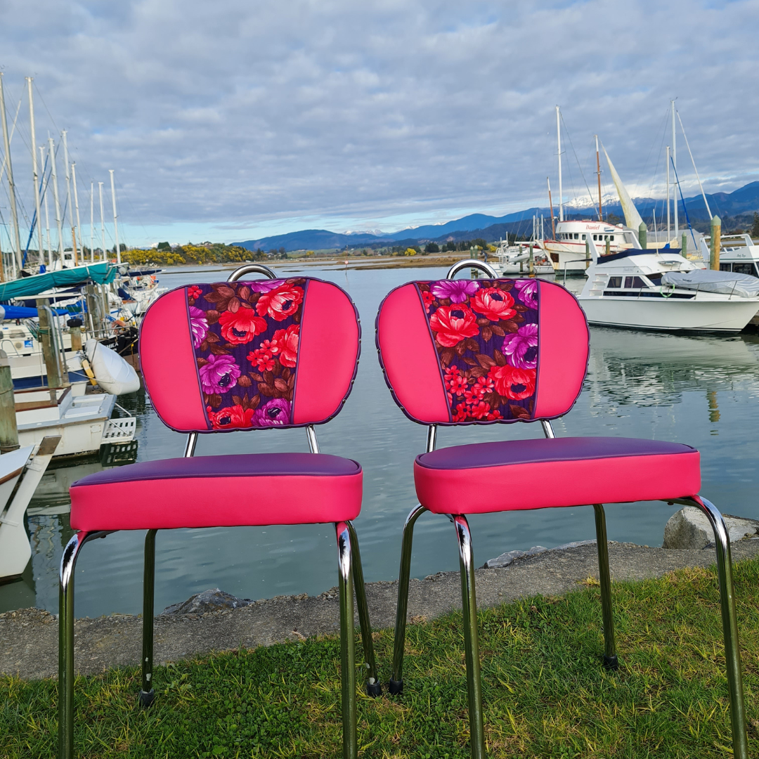 Retro Kitchen Chair's - Florals - Pair