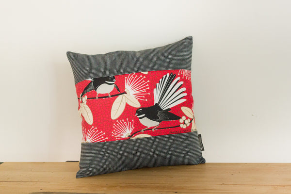 Cushions Set of 3 - Red Pīwakawaka - Fantail