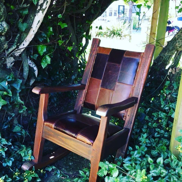 Leather Top Stitched Rocking Chair