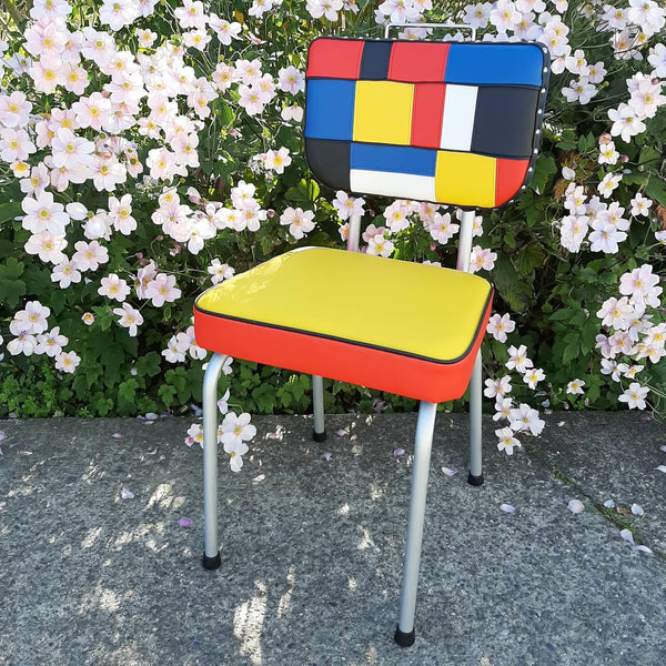 Set of Piet Mondrian inspired Retro Kitchen Chairs